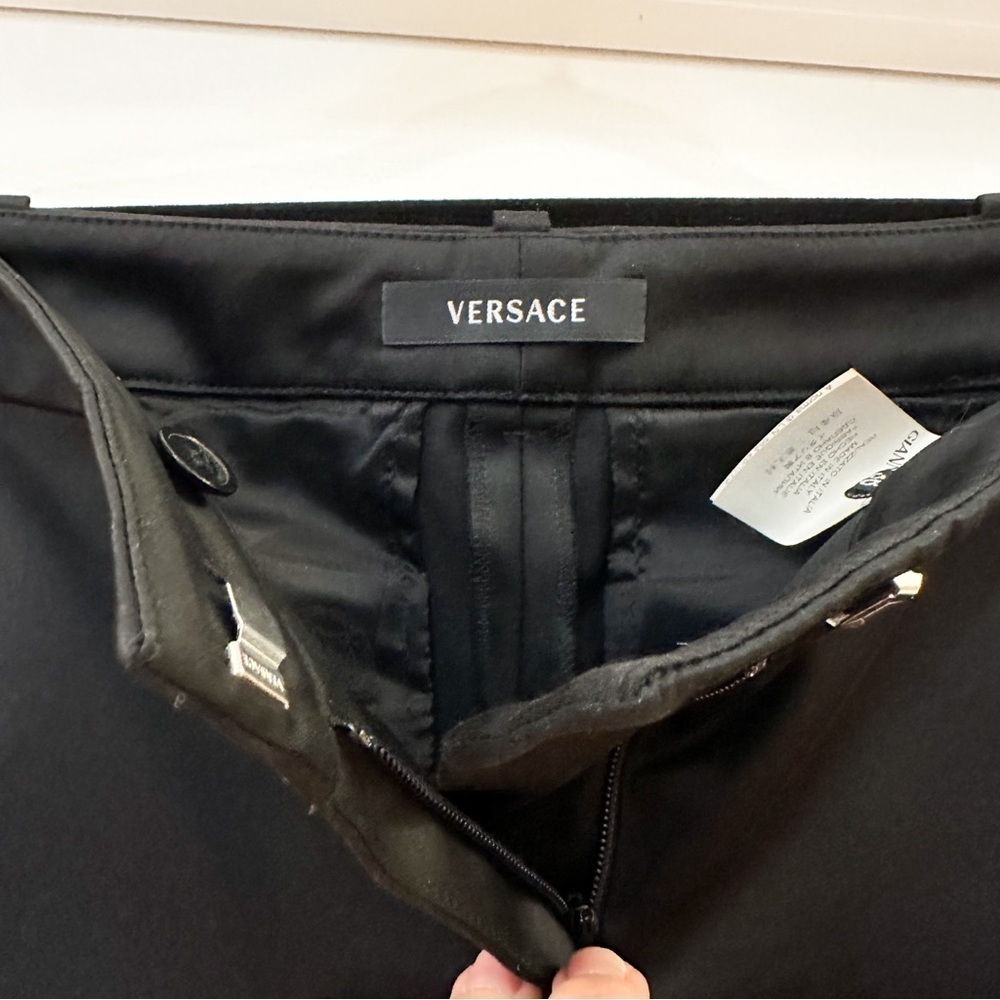 NWT Versace Black Satin Side Gold Zipper Detail 2009 Runway Ankle Pants sz 38 - Picture 8 of 12